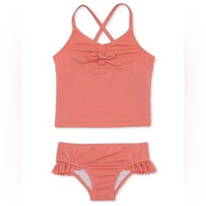 Wonder Nation Baby and Toddler Girl Ribbed Tankini, 2-Piece